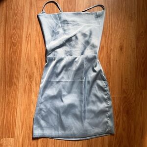 Blue satin mini dress